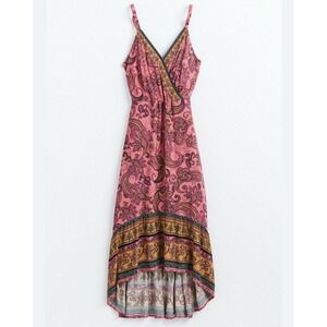 Maurice's Paisley High Low Faux Wrap V Neck Boho Midi Dress Size Small